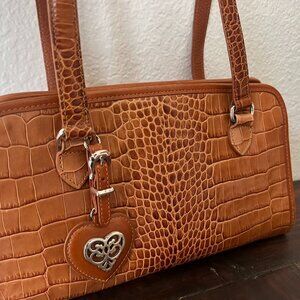 Brighton Crocodile Pattern Brown Shoulder Bag